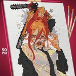 Картина по номерам Человек-бензопила Аниме Пауэр 40x50