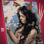 Картина по номерам Девушка Арт бабочки живопись 40x50