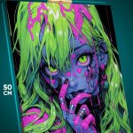 Картина на стену Девушка Арт киберпанк 40x50