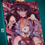 Картина на стену Геншин Импакт Игра Ху Тао и Цици 40x50