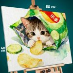 Картина на стену Котики Мем чипсы 40x50