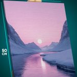 Картина на стену Пейзаж зимний природа горы река луна 40x50