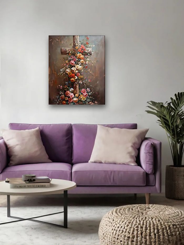 Картина на стену Религия крест цветы 40x50 — изображение 2