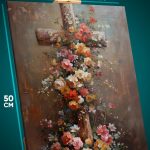 Картина на стену Религия крест цветы 40x50