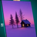 Картина на стену Пейзаж зимний природа дом закат 40x50