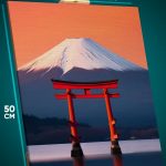 Картина на стену Пейзаж Япония Фудзияма гора и тории 40x50