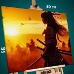 Картина на стену Девушка Арт самурай Япония 40x50