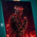 Картина на стену Темная фэнтези Игра рыцарь Dark souls 40x50