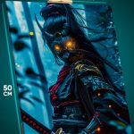 Картина на стену Девушка Арт самурай Япония 40x50
