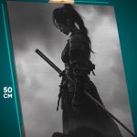 Картина на стену Девушка Портрет самурай Япония 40x50
