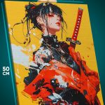 Картина на стену Девушка Арт самурай Япония 40x50