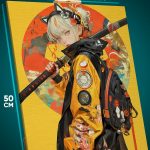 Картина на стену Девушка Арт самурай Япония 40x50