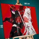 Картина на стену Девушка Аниме-арт самурай Япония 40x50