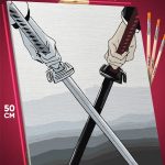 Картина по номерам Блич Аниме меч катана Зангецу 40x50