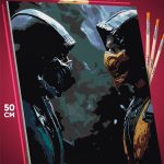 Картина по номерам Mortal Kombat Игра Скорпион и Саб-Зиро 40x50