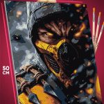 Картина по номерам Mortal Kombat Игра Скорпион 40x50