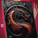 Картина по номерам Mortal Kombat Игра дракон 40x50