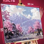 Картина по номерам Пейзаж Япония сакура гора Фудзияма 40x50