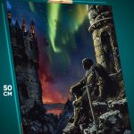 Картина на стену Темная фэнтези рыцарь замок 40x50