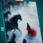 Картина на стену Темная фэнтези всадники девушка Япония 40x50