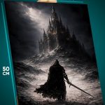 Картина на стену Темная фэнтези рыцарь замок 40x50