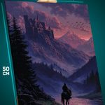 Картина на стену Темная фэнтези рыцарь замок 40x50