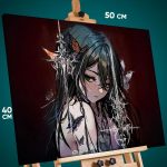 Картина на стену Девушка Аниме-арт готическая эльфийка 40x50