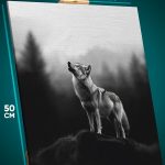 Картина на стену Животные волк монохром 40x50