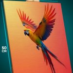 Картина на стену Животные птица попугай Ара 40x50