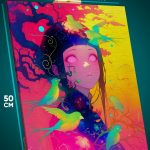 Картина на стену Наруто Аниме Хината Хьюга абстракция 40x50