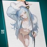 Картина на стену Девушка Аниме-арт самурай ретро Япония 40x50