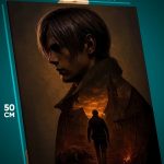 Картина на стену Resident Evil Игра Леон Кеннеди 40x50