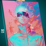Картина на стену Магическая битва Аниме Годжо абстракция 40x50