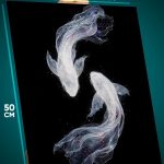 Картина на стену Животные рыба карпы монохром 40x50