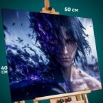 Картина на стену Наруто Аниме Саске Учиха шаринган 40x50