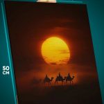 Картина на стену Пейзаж природа пустыня верблюды 40x50