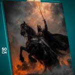 Картина на стену Темная фэнтези рыцарь всадник на коне 40x50
