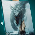 Картина на стену Фэнтези морское чудище Ёрмунганд 40x50