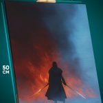 Картина на стену Темная фэнтези рыцарь с двумя мечами 40x50