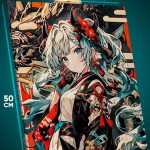 Картина на стену Девушка Аниме-арт в дракон Япония 40x50