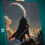Картина на стену Темная фэнтези рыцарь луна 40x50