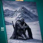 Картина на стену Темная фэнтези рыцарь и пингвинчик 40x50