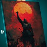 Картина на стену Темная фэнтези рыцарь и победа 40x50