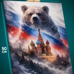 Картина на стену Арт флаг России медведь 40x50