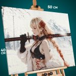 Картина на стену Девушка Арт самурай Япония 40x50