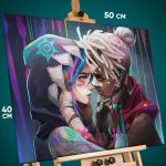 Картина на стену Аркейн Игра Джинкс и Экко 40x50