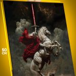 Картина на стену Темная фэнтези рыцарь на коне 40x50