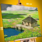 Картина на стену Хаяо Миядзаки Аниме пейзаж 40x50