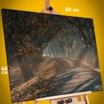 Картина на стену Пейзаж осенний дорога туман 40x50