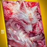 Картина на стену Девушка Япония Гейша лиса кицунэ розы 40x50